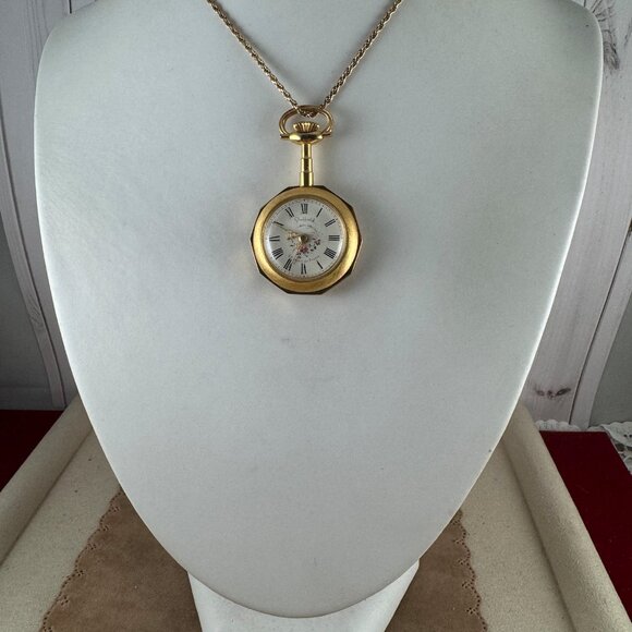 Vintage Sheffield Elisabeth de France 17 Jewel Swiss Pendant Gold Tone Watch Dec main image 4